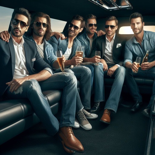 Männergruppe in einer Limousine